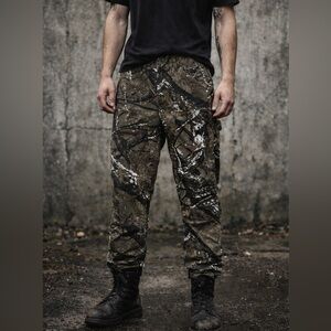 RSQ Camo Straight Leg Cargo Pants Mens 31 Green Grunge Hunter Streetwear Edgy